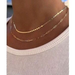 NEW! Anthropologie Trendy Minimalist Double Layered Gold Necklace